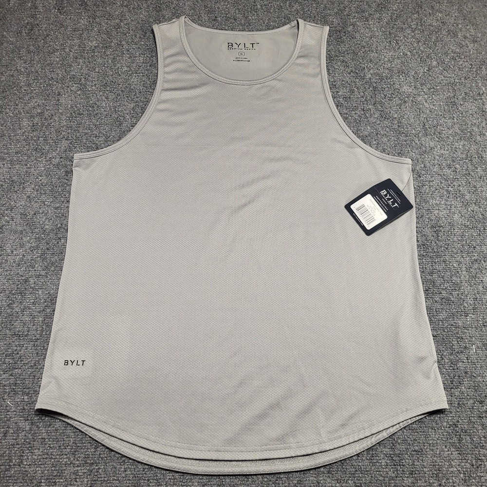 BYLT Premium Basics Signature Drop-Cut Storm Gray Tagless Tank Top Men's Size XL